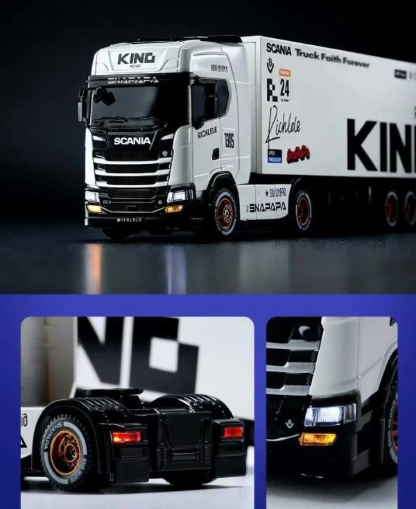 1:64 斯坎尼亞 遙控歐翼貨櫃車 迷你遙控車 拖車 1/64 