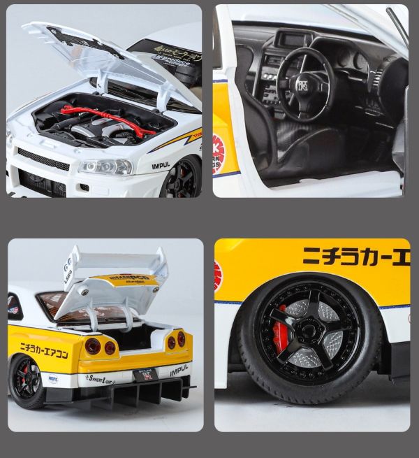 1/24 日式 爆走 GTR R34 GT-R JDM 合金車 1:24 