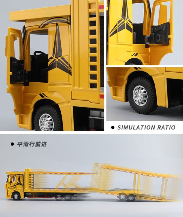 賓士 1+1 雙層拖車 1/24 運輸車 卡車 合金模型 模型車 1/24 全拖 