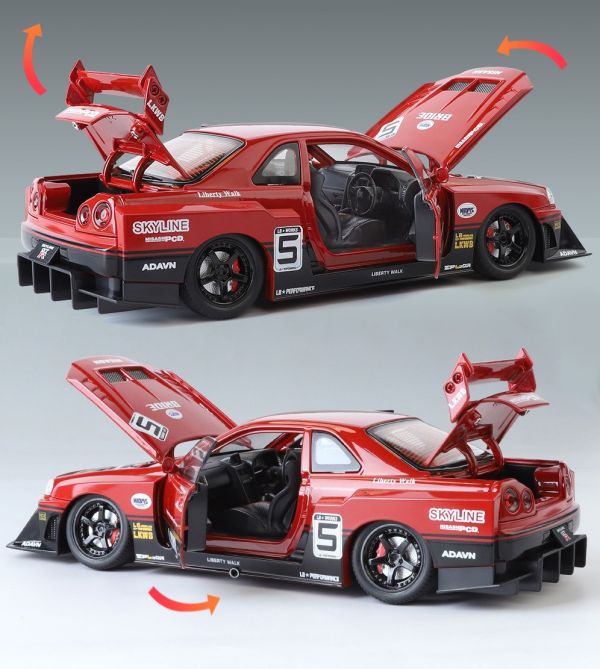 1/24 日式 爆走 GTR R34 GT-R JDM 合金車 1:24 