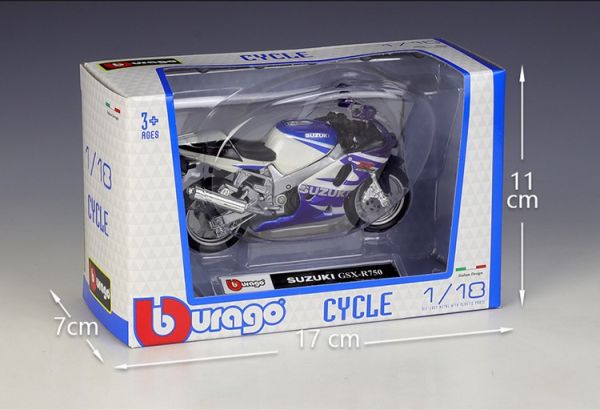 正版授權 Bburago 1/18 鈴木 GSX-R750 重機模型 仿賽 