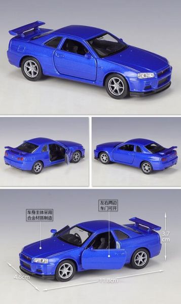 Welly 威利 正版授權 1：36 尼尚 GTR R34 1/36 合金車 模型車 迴力車 P02 
