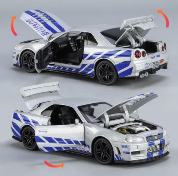 1/32 仿真 尼桑 GTR R34 GT-R 1:32 合金車 