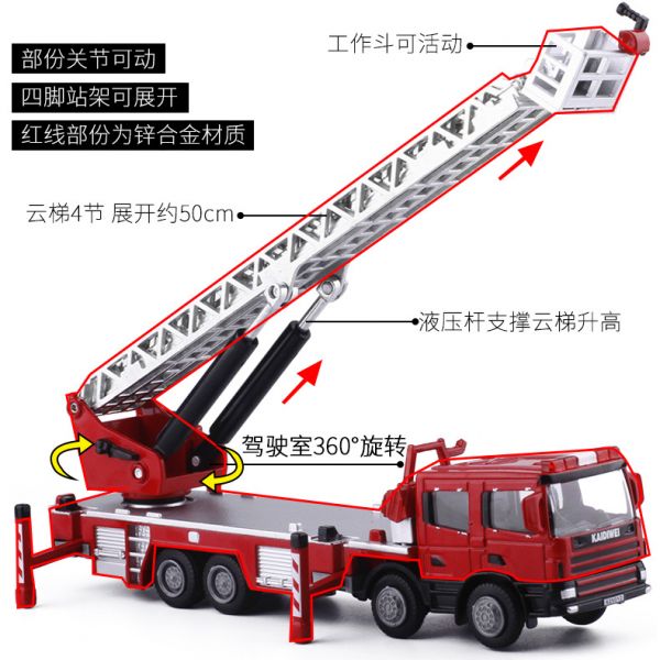 凱迪威 1:50 合金 雲梯車  消防車 