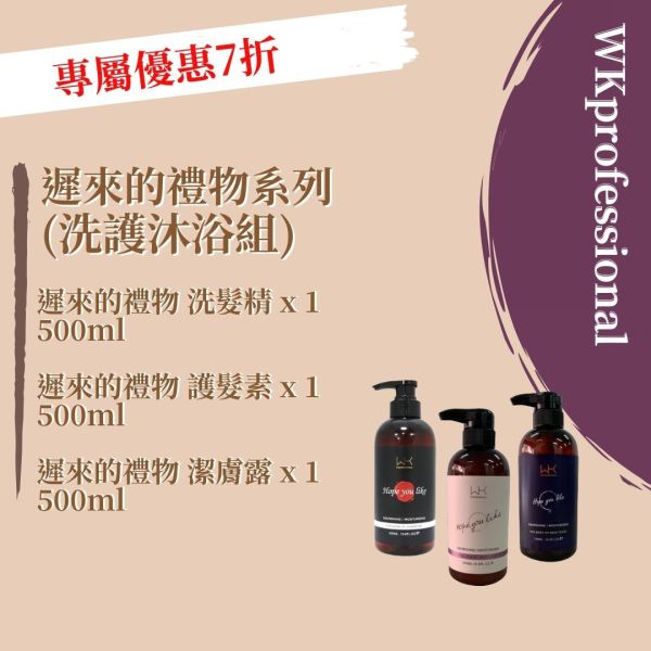 (染燙受損)遲來的禮物 洗髮精500ml+護髮素500ml+沐浴乳500ml 