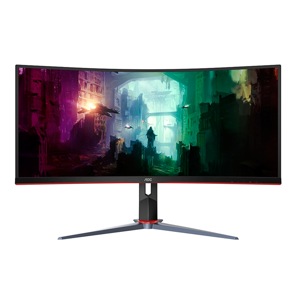 AOC 34型 黑紅 曲面寬 144Hz 螢幕顯示器 21:9 + 宙斯機-10-6U + TCA Officer Pack / 台灣公司貨 AOC,電競,螢幕,曲面,144Hz,21:9,1500R,32吋,顯示器