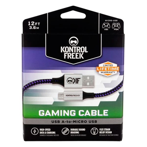KontrolFreek 12FT USB A-to-Micro Gaming Cable 傳輸線 / 12英尺 / 台灣公司貨 KontrolFreek,Gaming Cable,傳輸線,USB,Micro,控制器,PC,充電