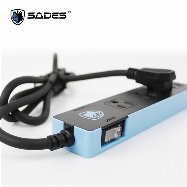 賽德斯 SADES 1切4插座 黑藍 1.5米 大電流 電競 延長線 賽德斯,SADES,1切4,插座,黑,藍,1.5米,大電流,電競,延長線