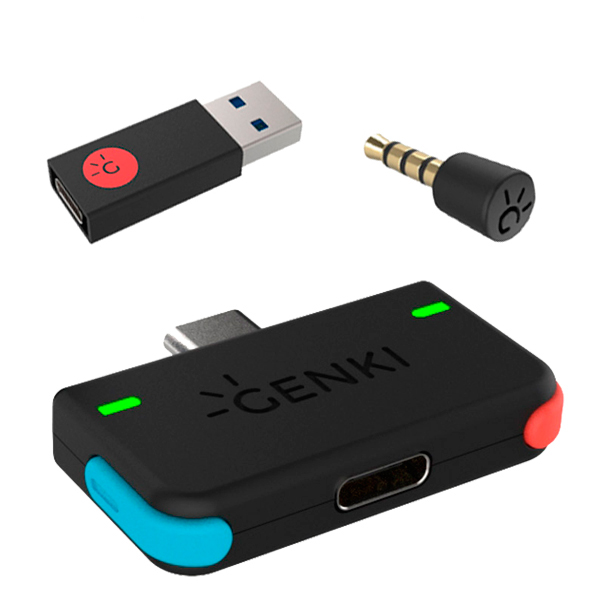 Genki 藍牙音訊傳輸裝置 專業玩家組 / 電光紅 x 電光藍 / NS PS4 通用 NS,HORI,藍芽,無線,接收器,無線耳機,Genki,aptX,Type-C