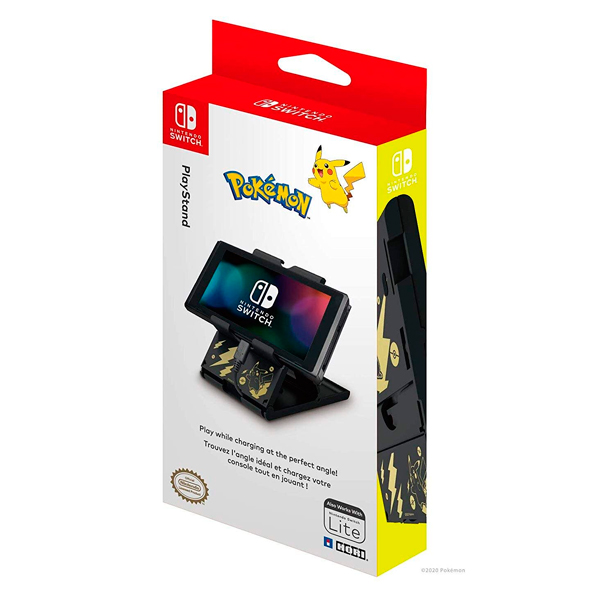 NS HORI 寶可夢 皮卡丘 黑&金 直立架 NS,joy-con,HORI,皮卡丘,直立架,支架,SWITCH LITE,25周年,寶可夢