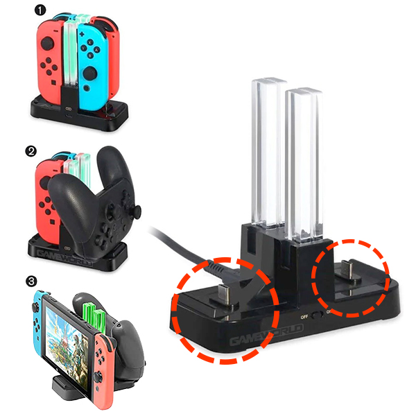 NS joy-con 多手把充電座 / PRO手把、主機也可充 / 副廠 DOBE / Nintendo Switch ※ 非HORI 【最強優惠】 任天堂,手把充電,收納包,NS,保護貼,水晶殼,電源,充電,Nintendo Switch,Switch