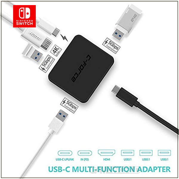 C-FORCE 多功能轉接器 【CF003】 USB-C 取代 SWITCH原廠底座 支援 Mac ※ 台灣公司貨一年保固 Nintendo Switch,Switch,轉接器,NS,原廠底座,華為,充電,三星,Mac,CFORCE