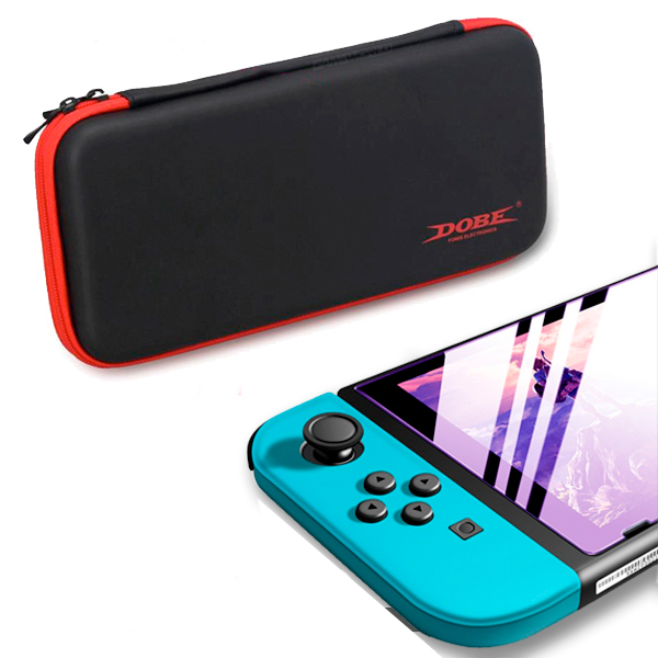 NS 週邊套餐組 / 鋼化保護貼 + 硬殼包 / Nintendo Switch  NS,Switch,收納,硬殼,保護貼,直立架,包包,鋼化,保護貼,9H