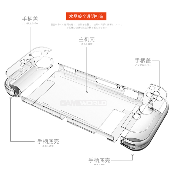 NS 主機+手把 分離式 全套五件式 水晶殼 / 透明 漸層綠 / 可裝入原廠底座 / Nintendo Switch NS,Switch,任天堂,保護套,保護殼,水晶殼,保護殼,PC殼,主機殼