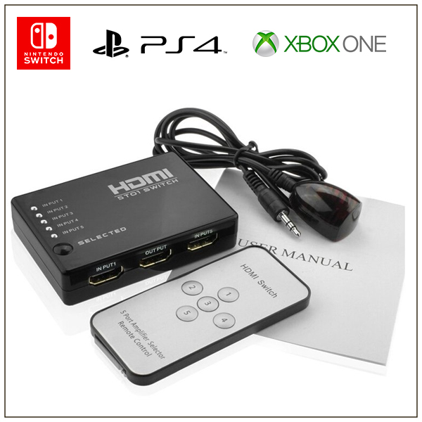 5進1出【HDMI切換器】附遙控 高清影音 1080P HDMI轉換器 分接器 電視盒 PS4 XboxONE SWITCH 3進1出,HDMI切換器,高清影音,1080P,HDM,轉換器,分接器,電視盒,PS4,XboxONE,SWITCH
