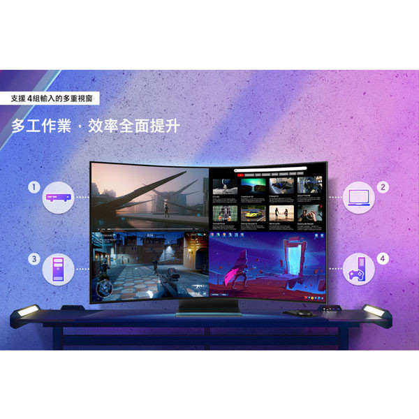 SAMSUNG 三星 Odyssey ARK 二代 / 55吋 曲面 電競螢幕 / 1000R 多工分割 可旋轉 / 台灣公司貨 SAMSUNG,三星,電視,Ark,Mini LED,螢幕,S55CG970NC,曲面,電競,55吋