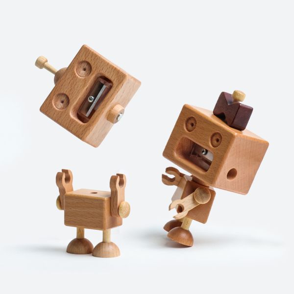 Robot Pencil Sharpener wood, woodwork, pencil sharpener, stationery