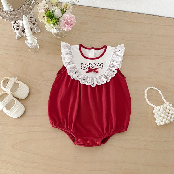 兔子刺繡蕾絲領氣質包屁衣 