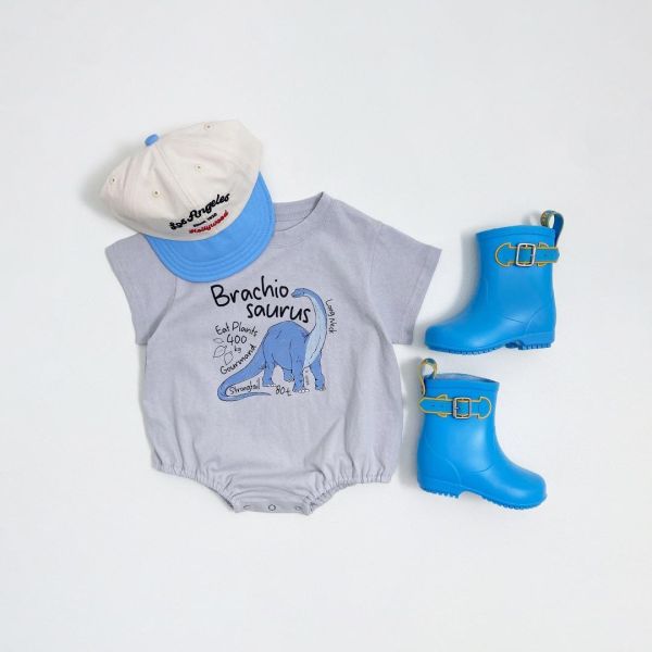 素色恐龍印花簡約包屁衣 