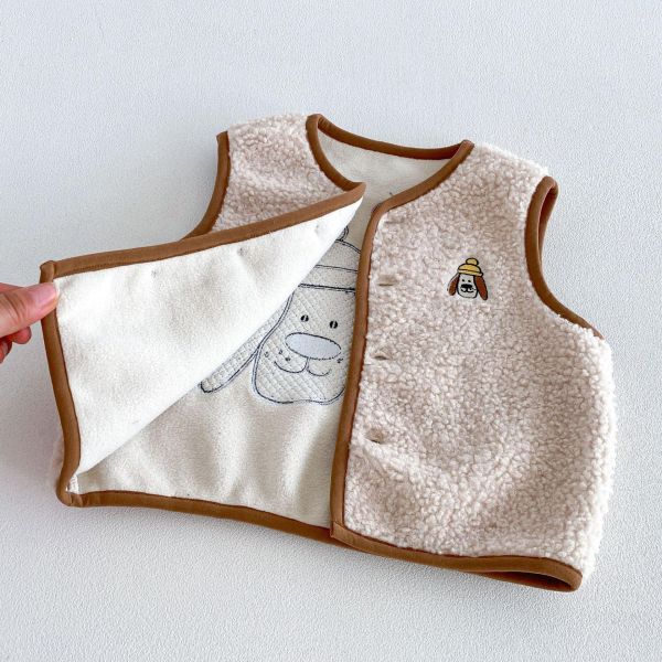 奧莉絨可愛狗狗前後刺繡背心 