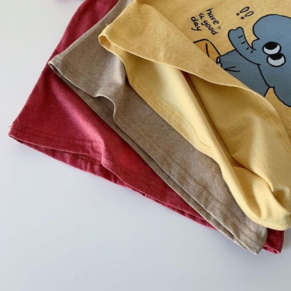 棉質大象印花T恤上衣 