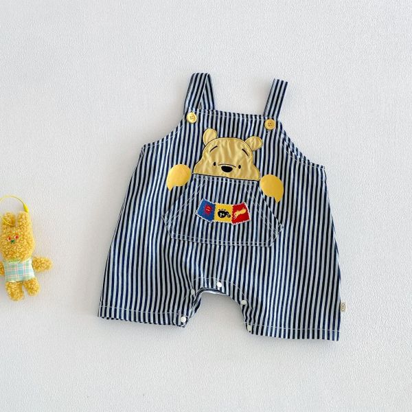 大象撞色背心/維尼豎條紋吊帶褲 