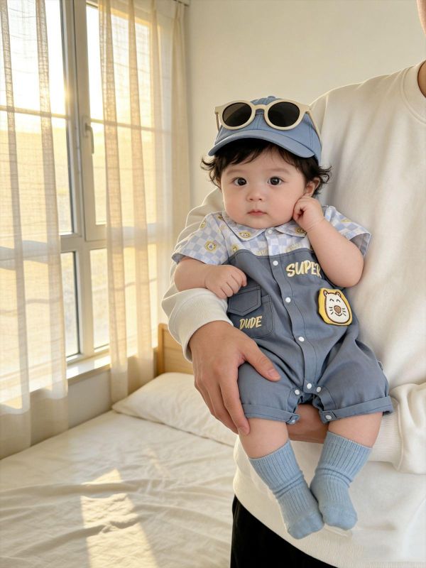 假兩件工裝前後獅子連身裝 