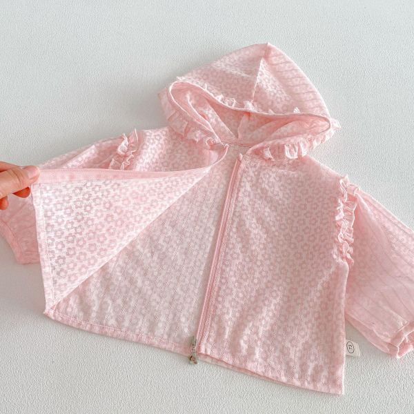 滿版小花木耳邊連帽透氣外套 