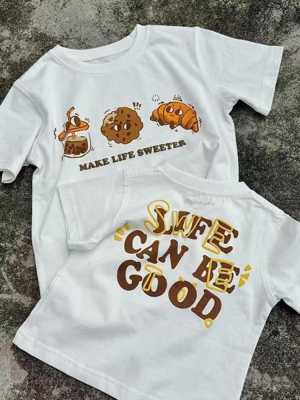 親子麵包可頌雙面印花上衣 