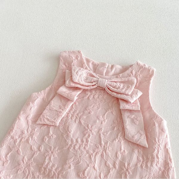 小香風壓紋打底衣/蝴蝶結網紗連身裙 