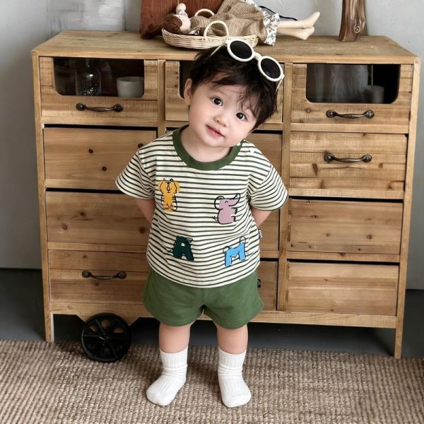 動物條紋套裝/恐龍背心套裝 