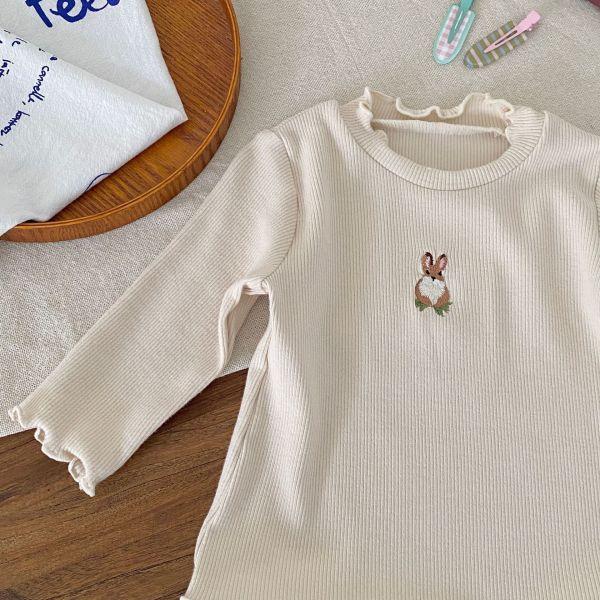 木耳邊兔子刺繡螺紋包屁衣 