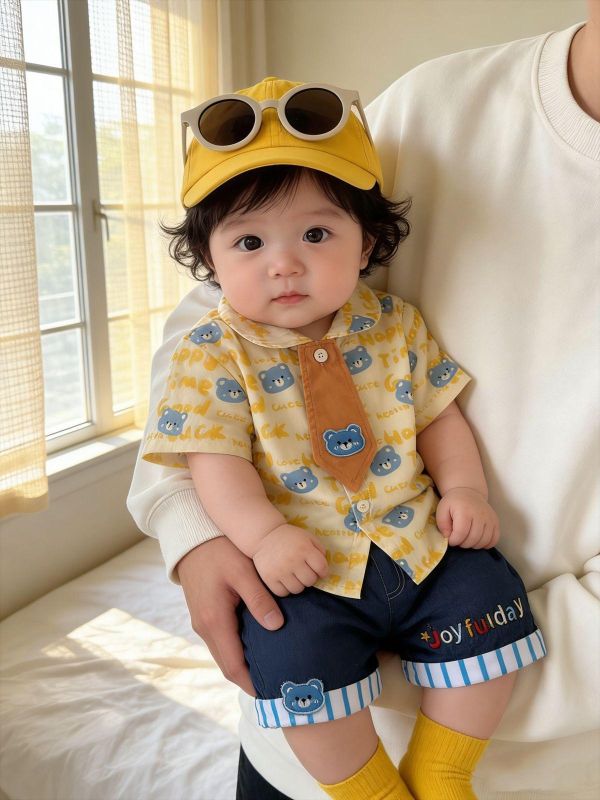 可拆式領帶襯衫+短褲套裝(3款) 