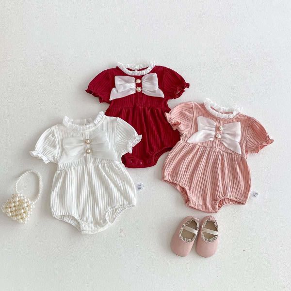 甜美宮廷風大蝴蝶結彈力包屁衣 