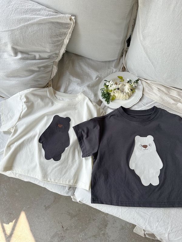 胖胖小熊刺繡寬鬆上衣 