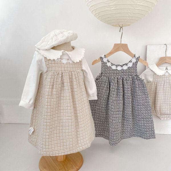 姊妹款小香風格紋包屁衣/洋裝 