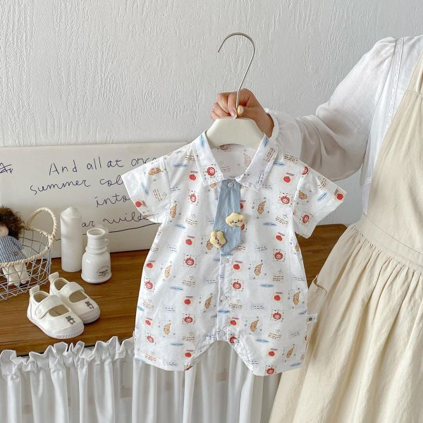 立體星星領帶襯衫連身裝 