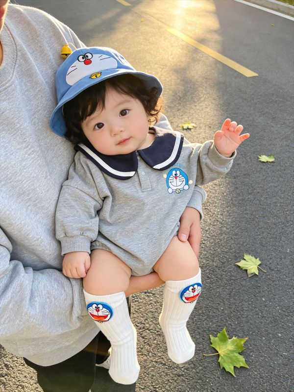 海軍風大翻領小叮噹包屁衣+襪(2色) 