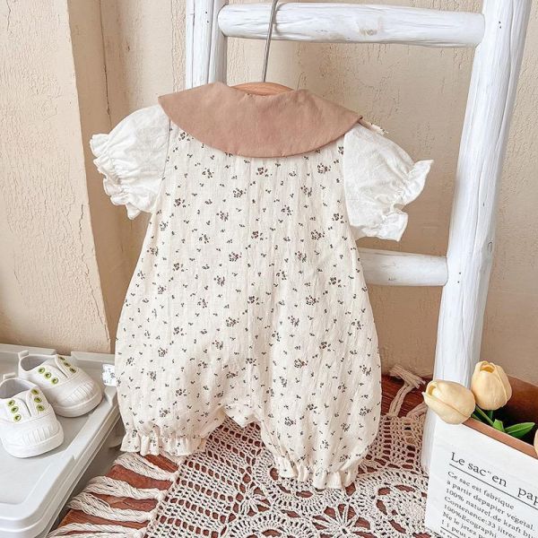田園風碎花立體小花連身裝 