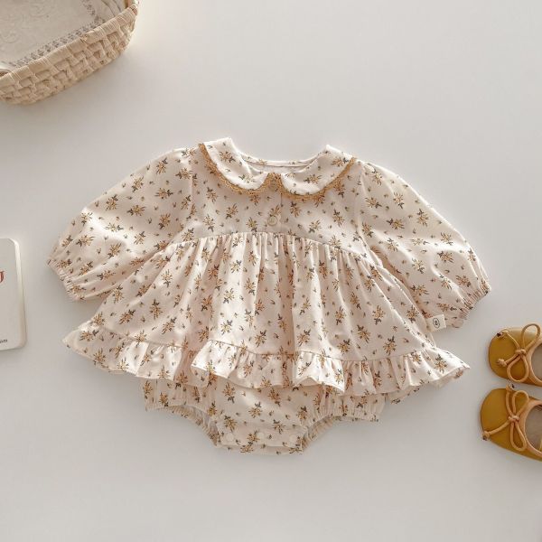 田園氣質碎花開釦包屁裙 