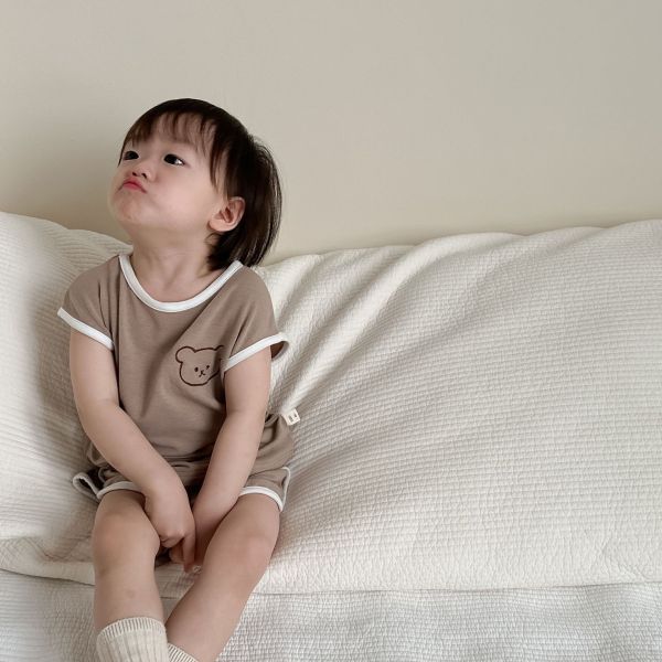 小熊印花滾邊兩件式套裝 