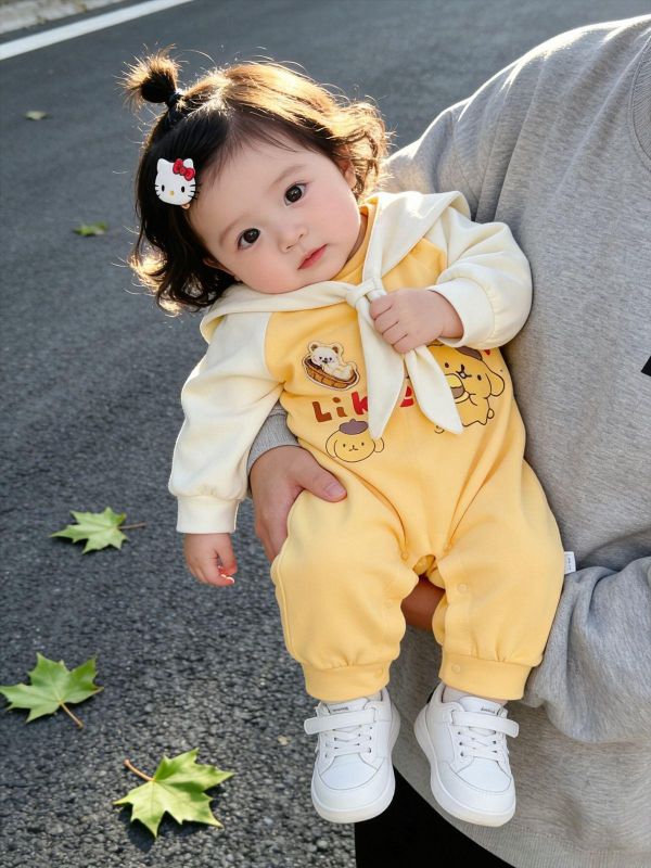 可拆式披肩-海軍風狗狗印花連身裝 