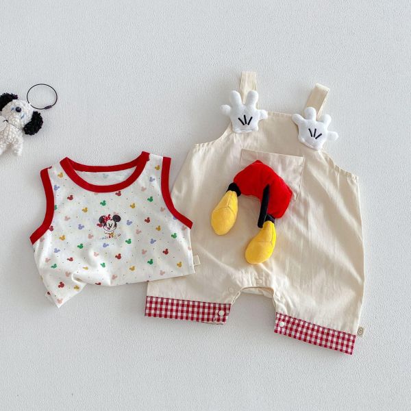 米奇滿印背心/立體米奇屁股吊帶褲 