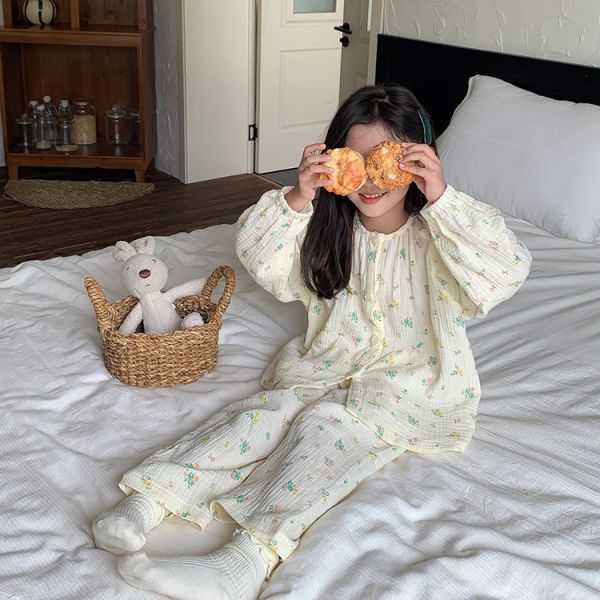 紗布棉透氣居家睡衣套裝 