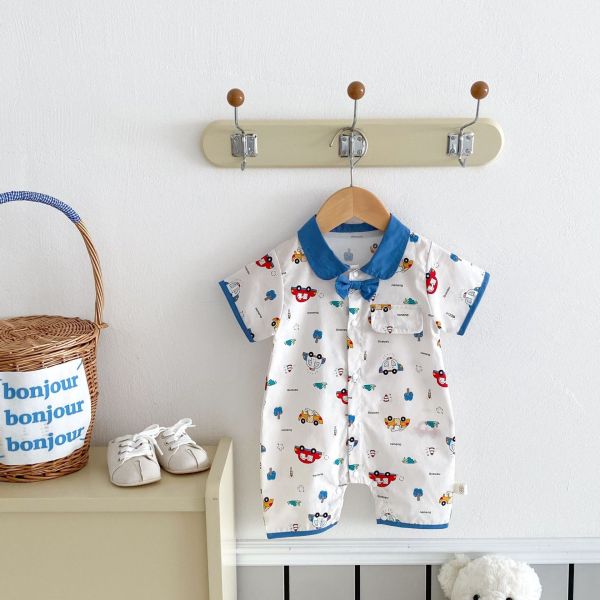 滿版小汽車領結連身裝 