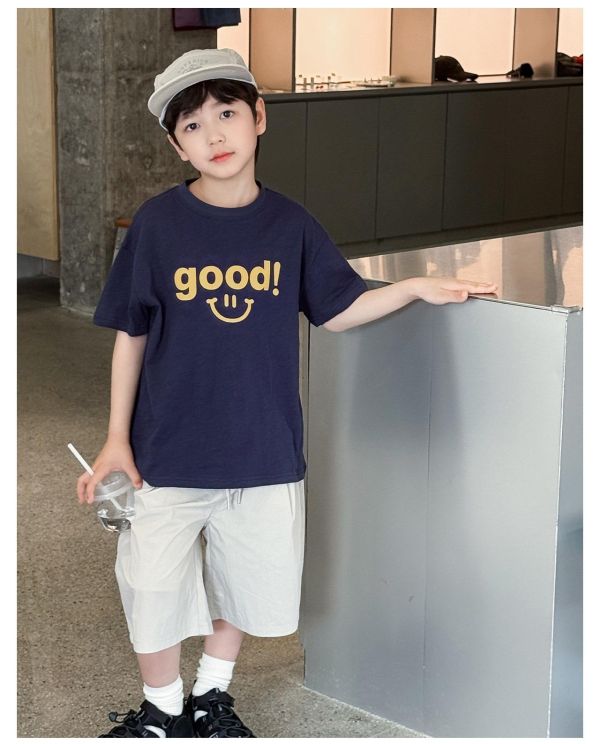 Good笑臉印花素色T恤上衣(2色) 
