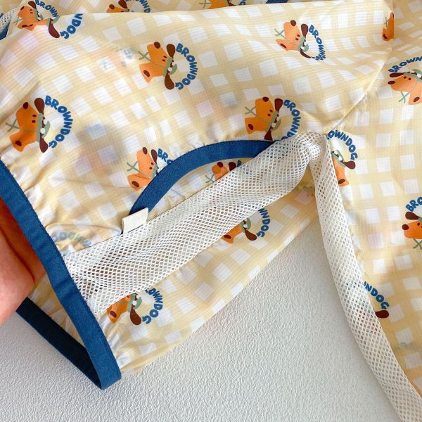 可愛滿版印花網眼透氣連帽薄外套 