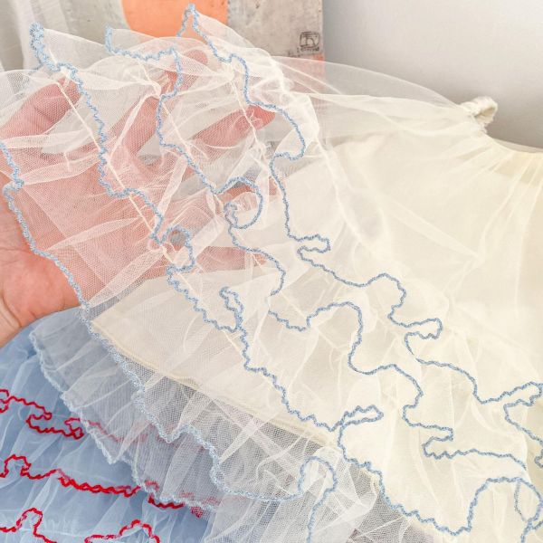 甜美公主撞色滾邊澎澎連身裙 