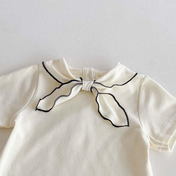 氣質簡約素色綁帶領結包屁衣 