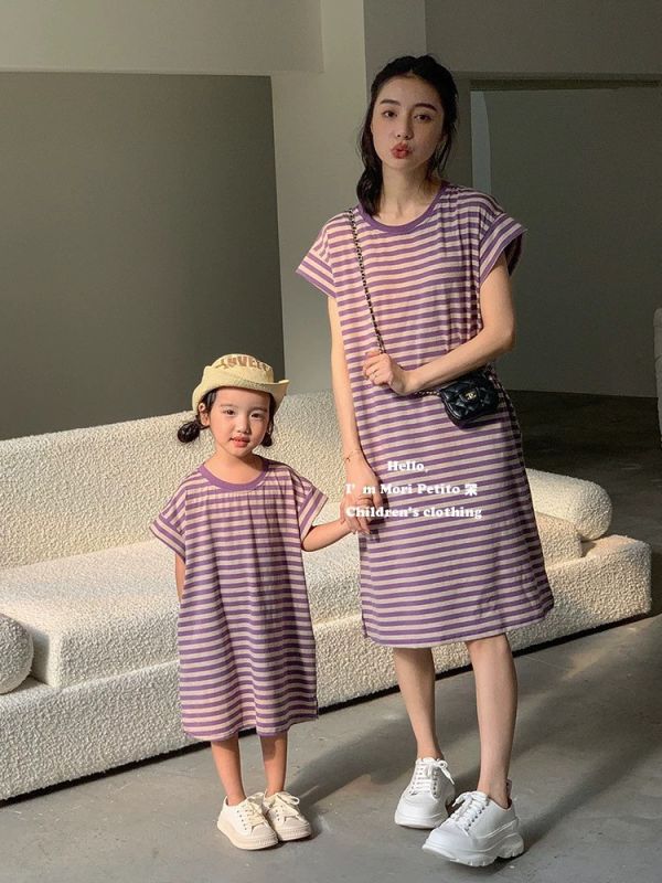 親子兄妹款條紋套裝/連身裙 